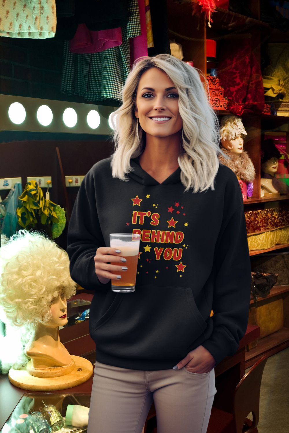 It’s Behind You Pantomime Women’s Hoodie – Fun, Festive, and Perfect for Panto Season