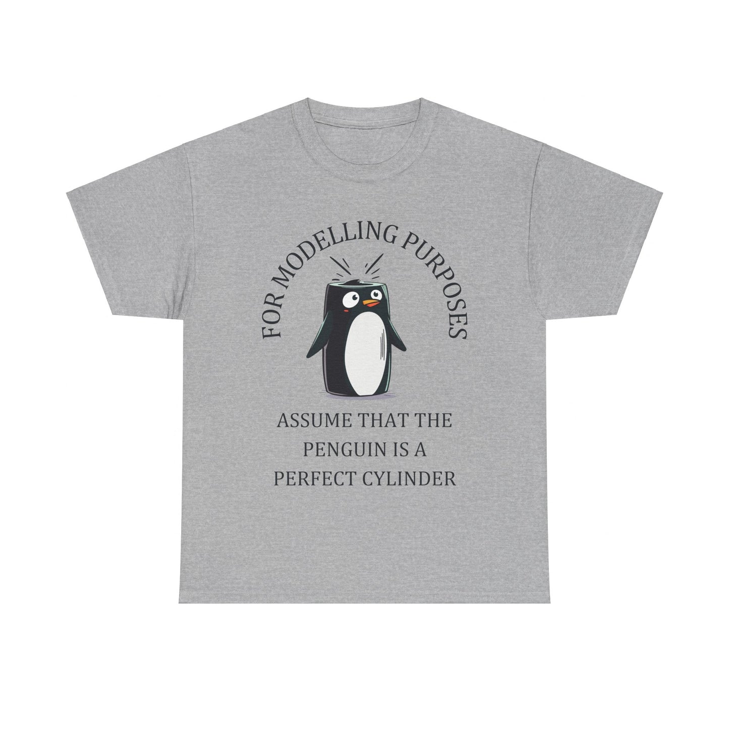 "Perfect Cylinder Penguin" Men's Unisex Maths T-Shirt – Fun & Quirky Design