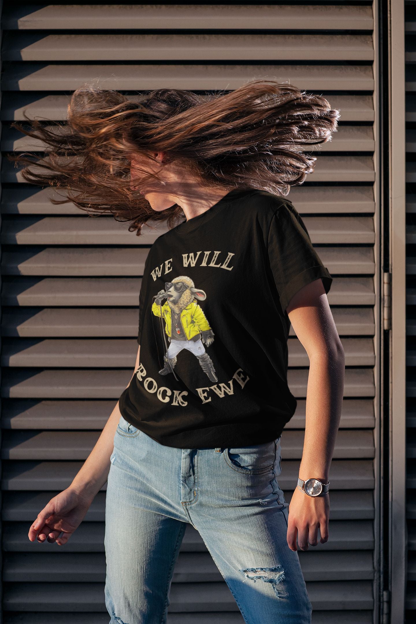 Men’s “We Will Rock Ewe” Unisex T-Shirt – Fun Rock ‘n’ Roll Design