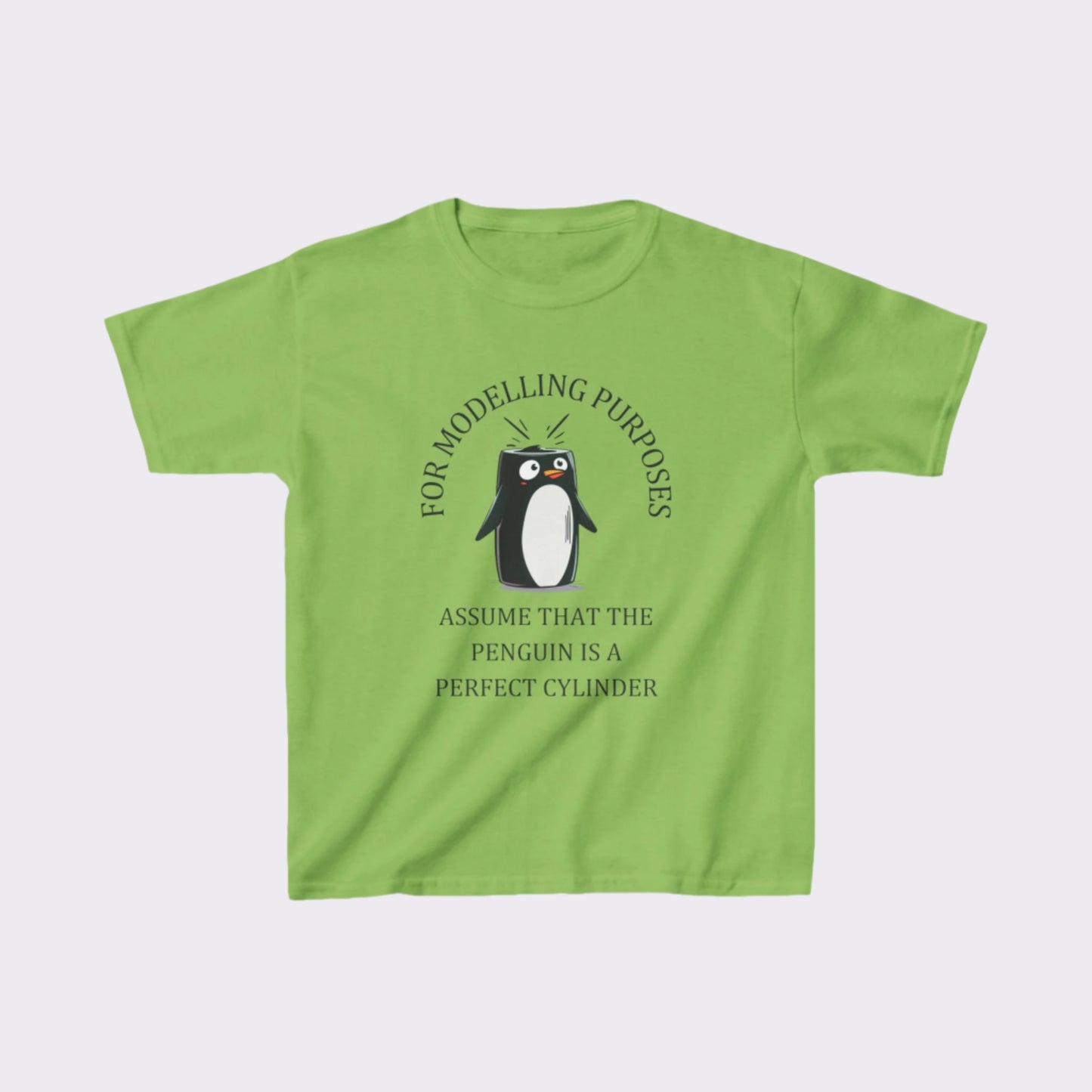 Perfect Cylinder Penguin Kids' T-Shirt – Fun Maths Humour for Boys & Girls