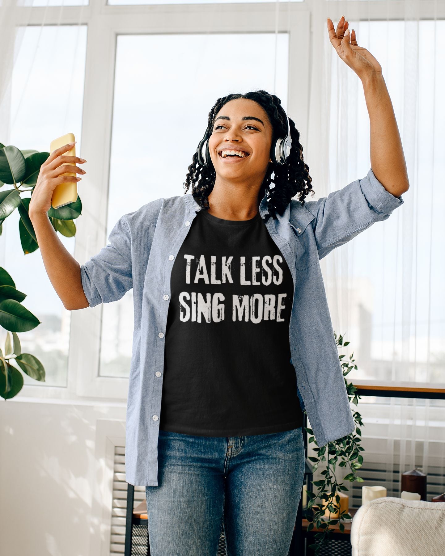 Women’s “Talk Less, Sing More” Softstyle T-Shirt – Semi-Fitted Cotton Design for Theatre & Musical Lovers