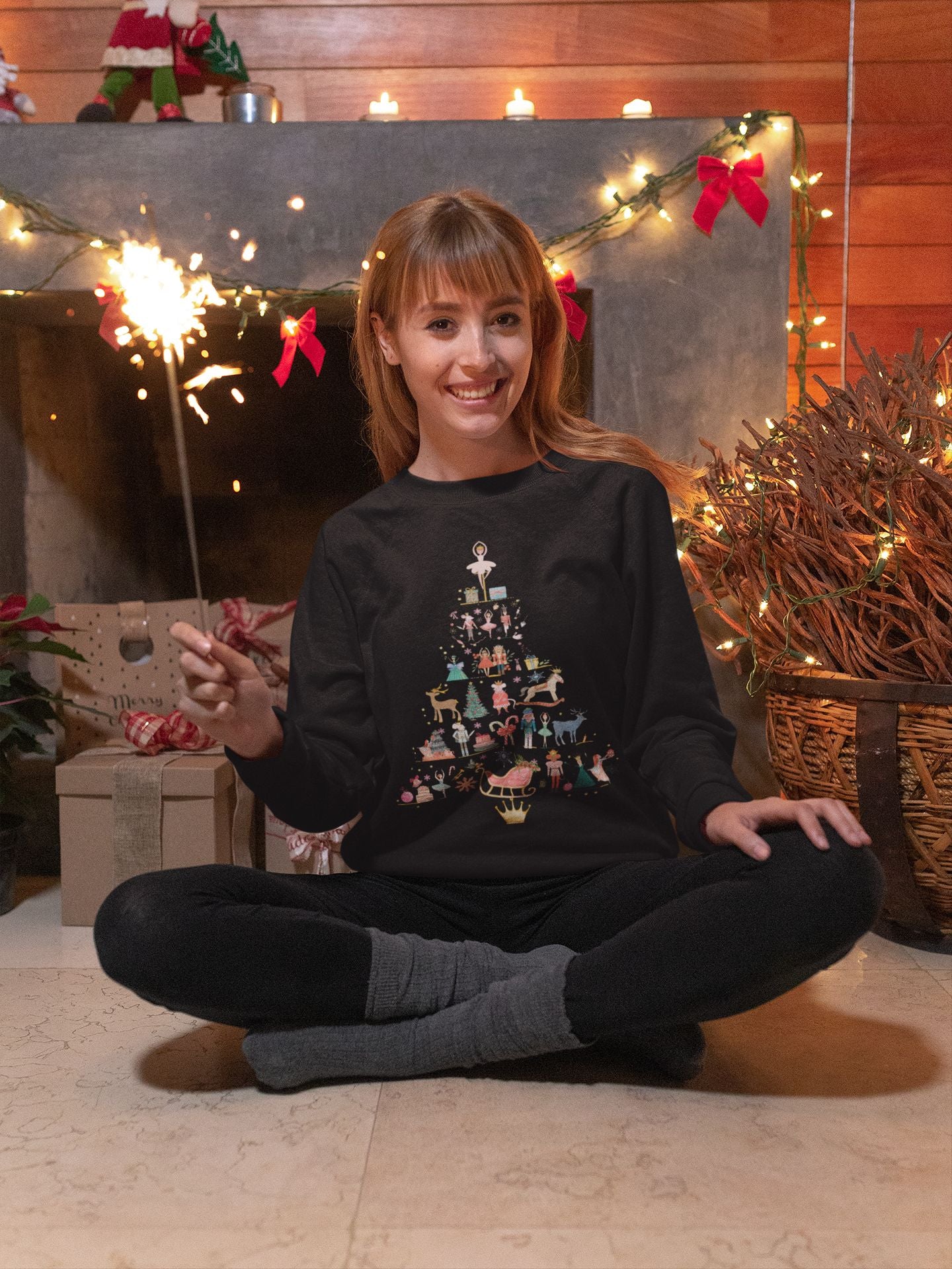 Women's Nutcracker Christmas Tree Sweatshirt – Festive Ballet Charm with Unisex Design