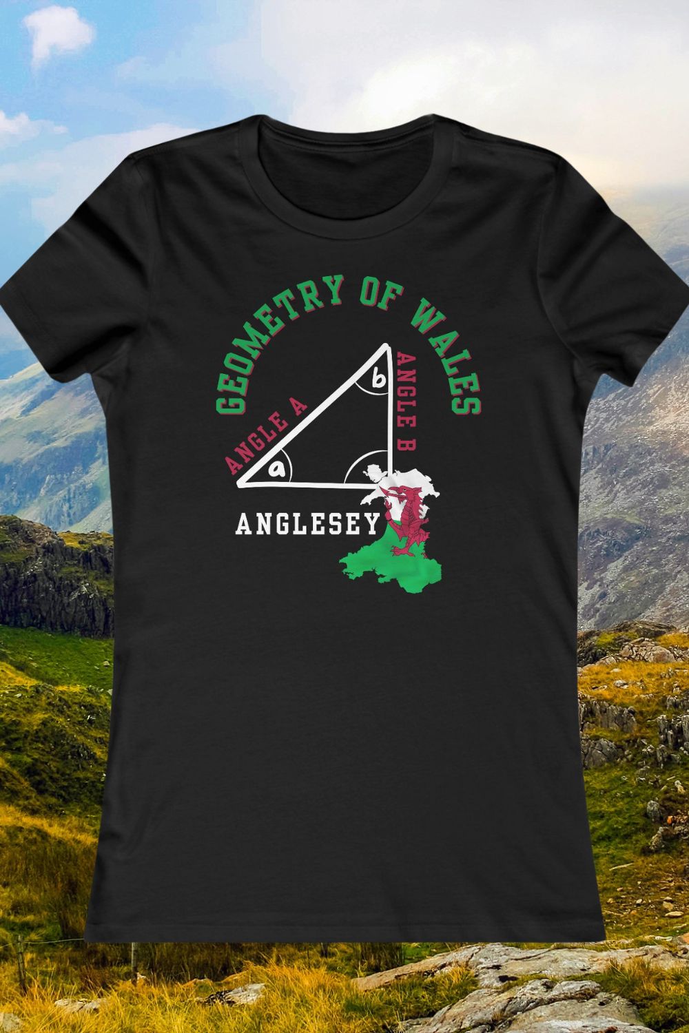 Angle A + Angle B = Anglesey Women’s Fitted T-Shirt – Welsh Maths Gift