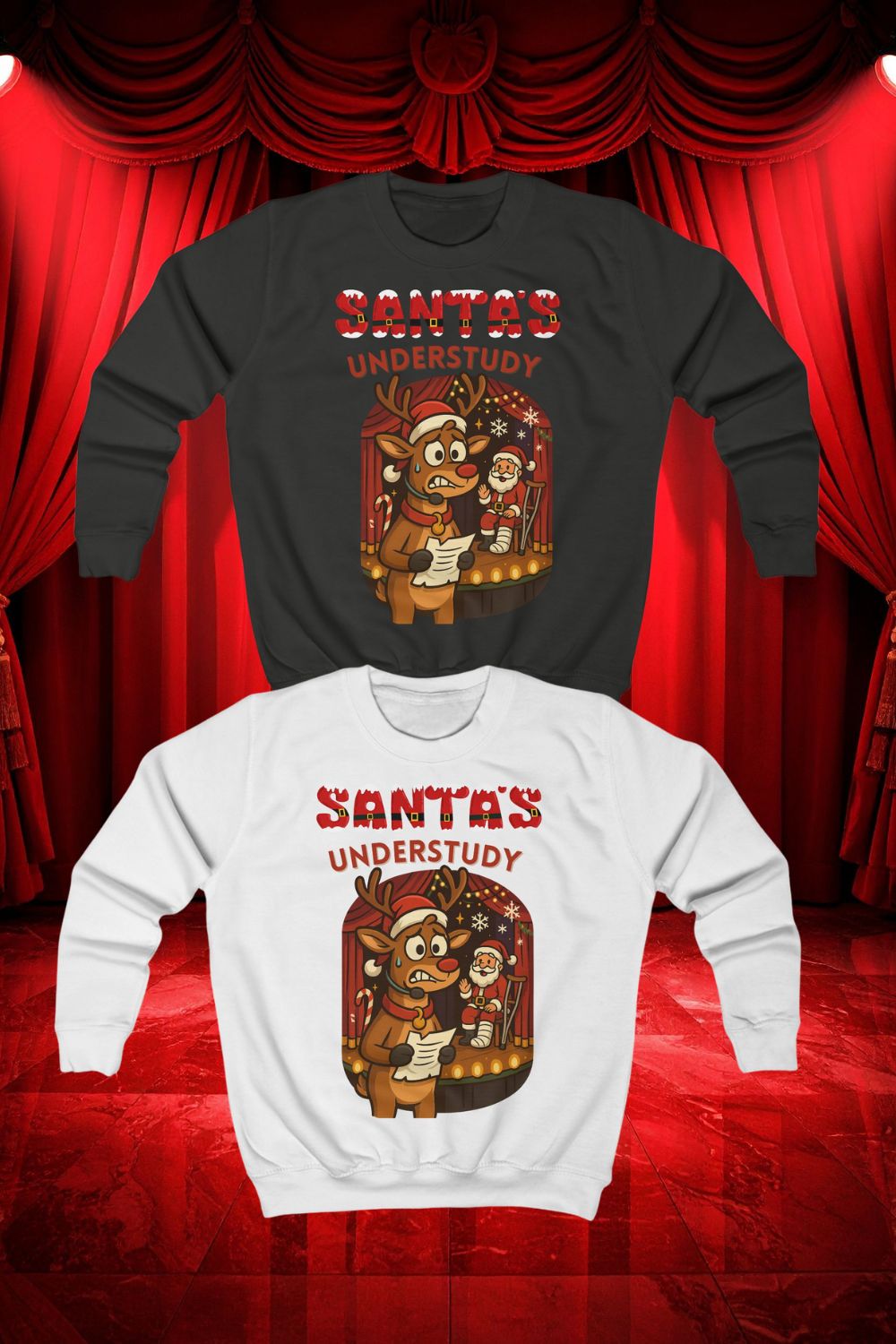 Santa’s Understudy | Funny Theatre Kids Christmas Jumper | Gift for Young Performers & Drama Lovers