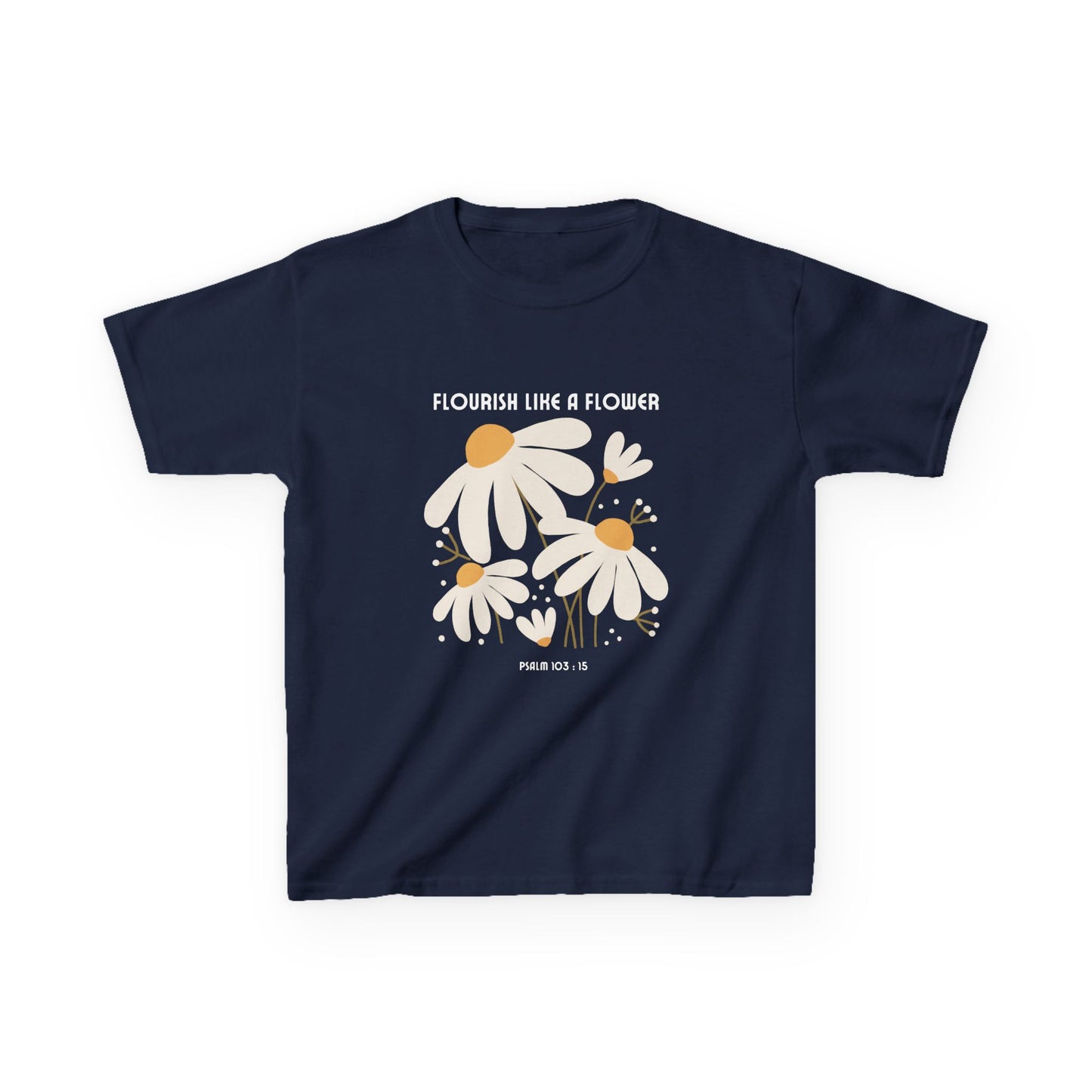 Girls’ Christian T-Shirt – "Flourish Like a Flower" – Bible Verse, Unisex Fit, 100% Cotton