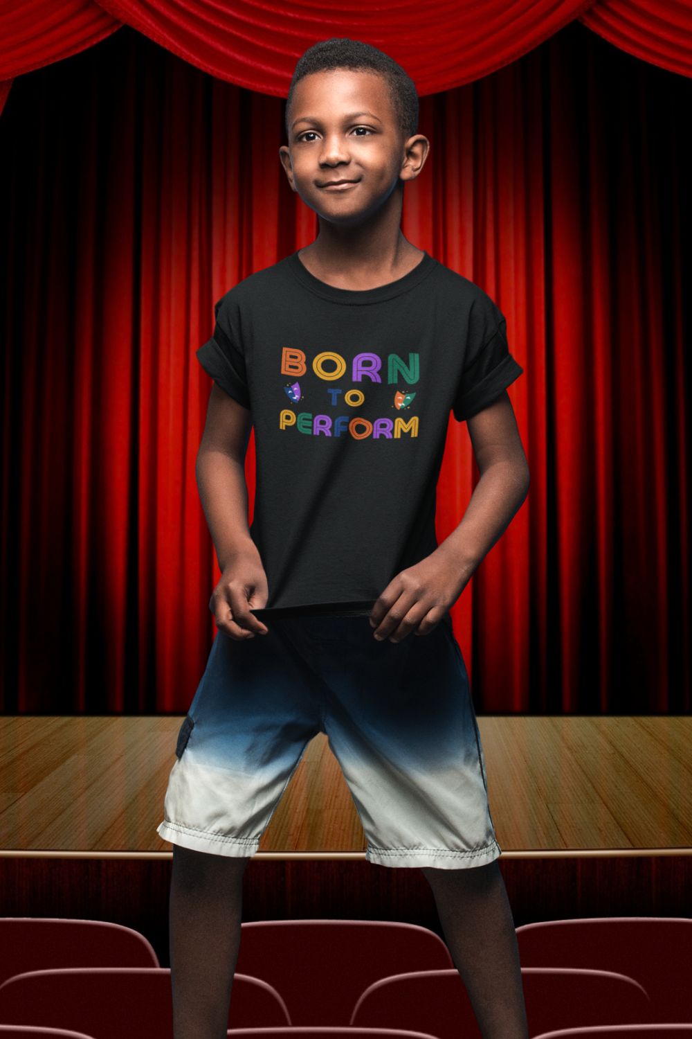 “Born to Perform” Kids’ Theatre T-Shirt – Retro Style for Rising Stars