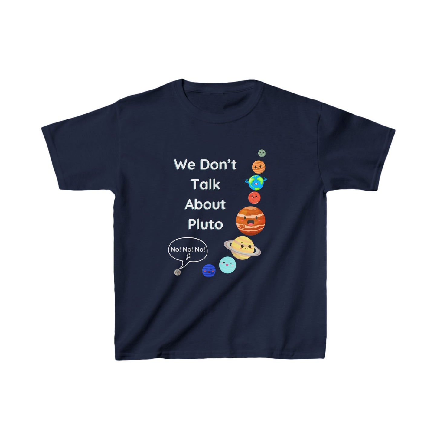 We Don't Care About Pluto Kids' T-Shirt - Fun Solar System Design for STEM Enthusiasts