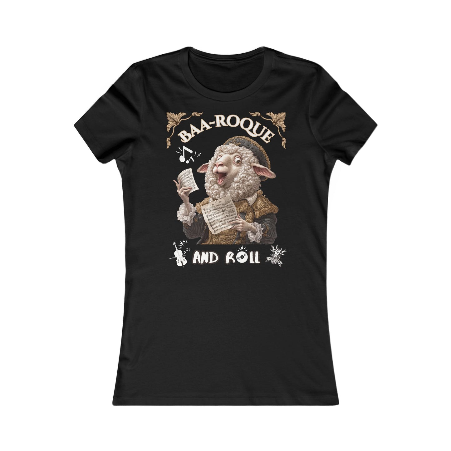 Women’s Baa-Roque and Roll Sheep T-Shirt – Slim Fit, Music & Theatre Inspired