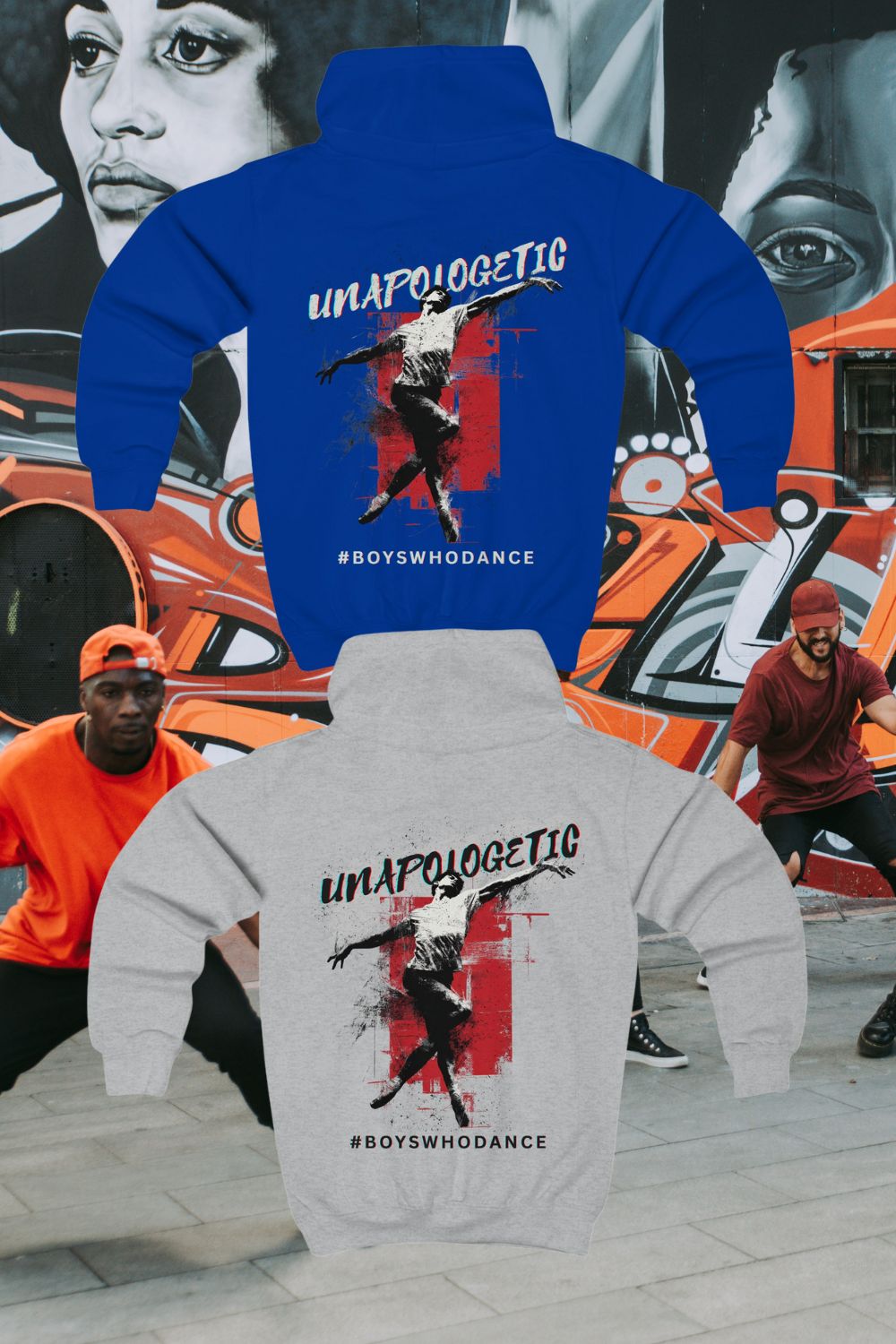 Boys' “Unapologetic” Dance Hoodie – Back Print Youth Fleece in Black, White, Royal & Sport Grey