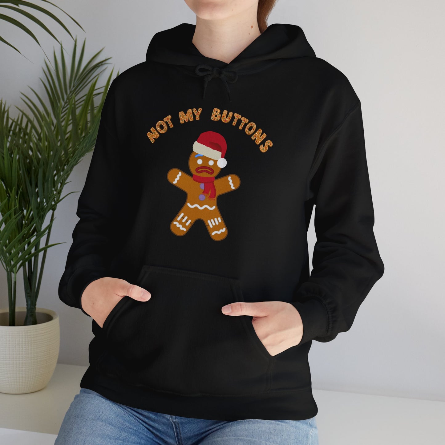 Women's "Not My Buttons!" Gingerbread Man Christmas Hoodie – Unisex Design
