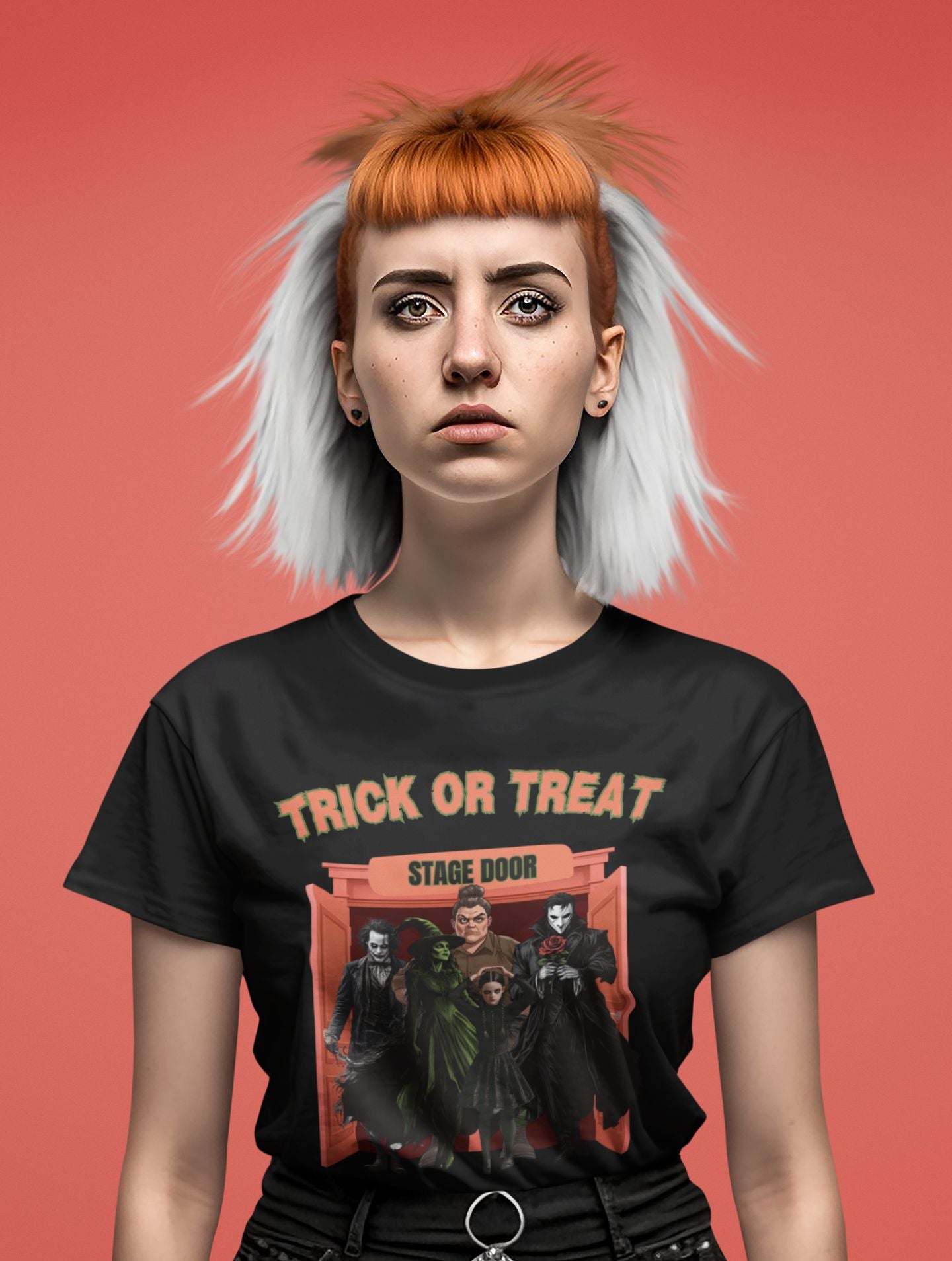 Trick or Treat Women’s T-Shirt – Theatre-Inspired Halloween Design