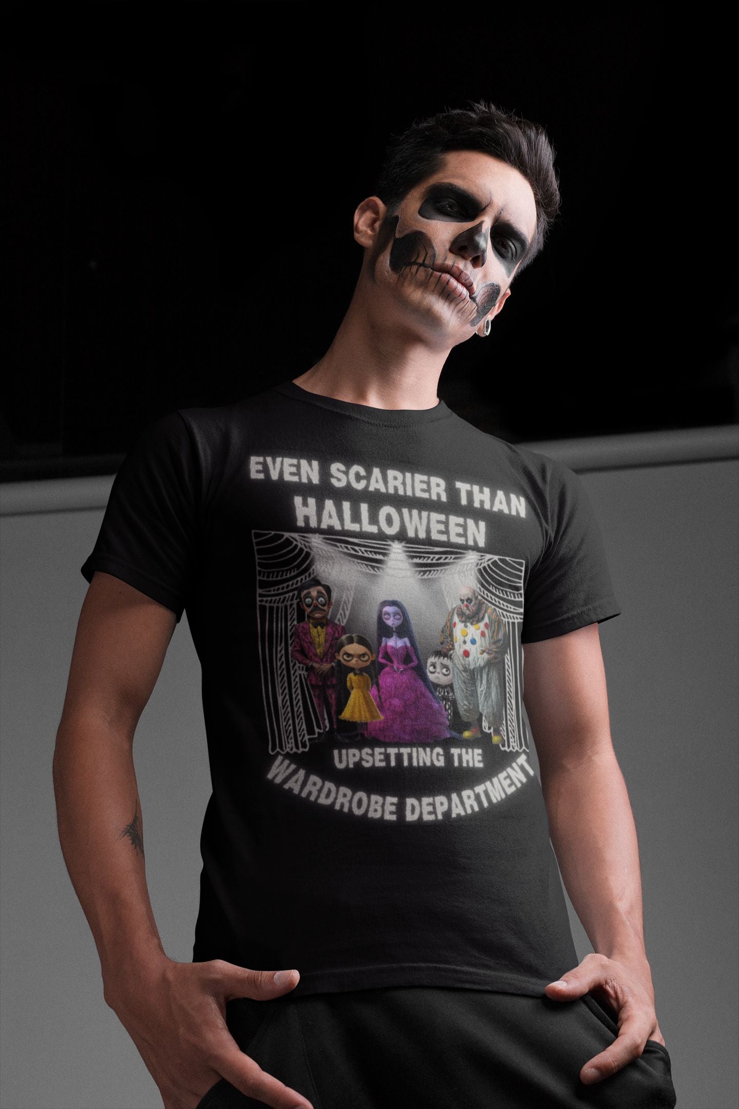 Even Scarier Than Halloween Men’s T-Shirt – Theatre-Inspired Costume Chaos Design (Unisex)
