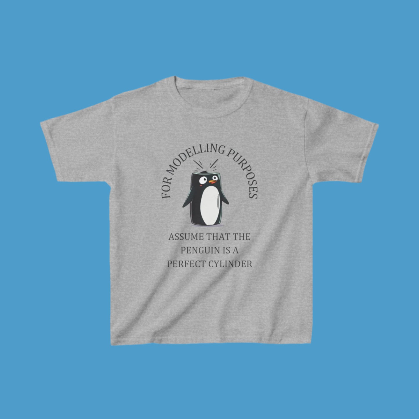 Perfect Cylinder Penguin Kids' T-Shirt – Fun Maths Humour for Boys & Girls