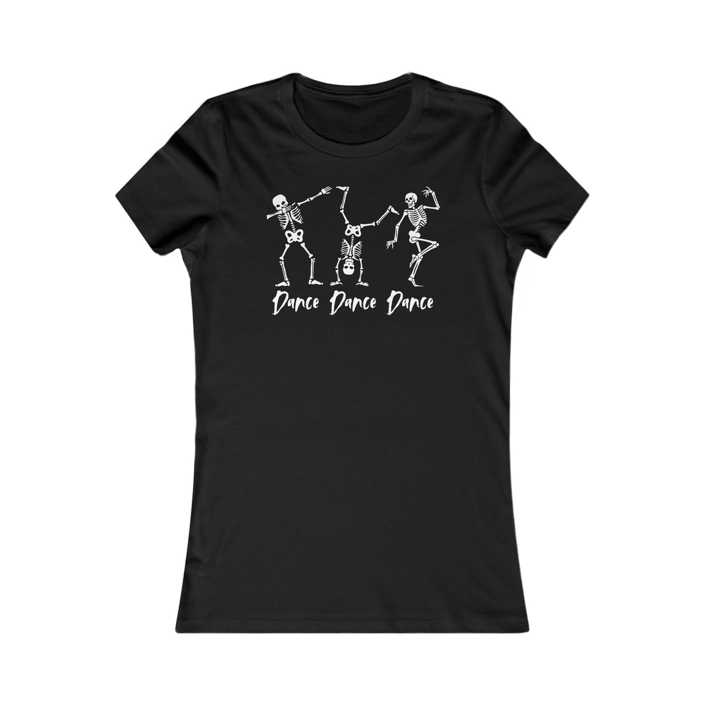 Dance Dance Dance Skeleton Women’s T-Shirt – Fitted Black T-shirt for Dancers