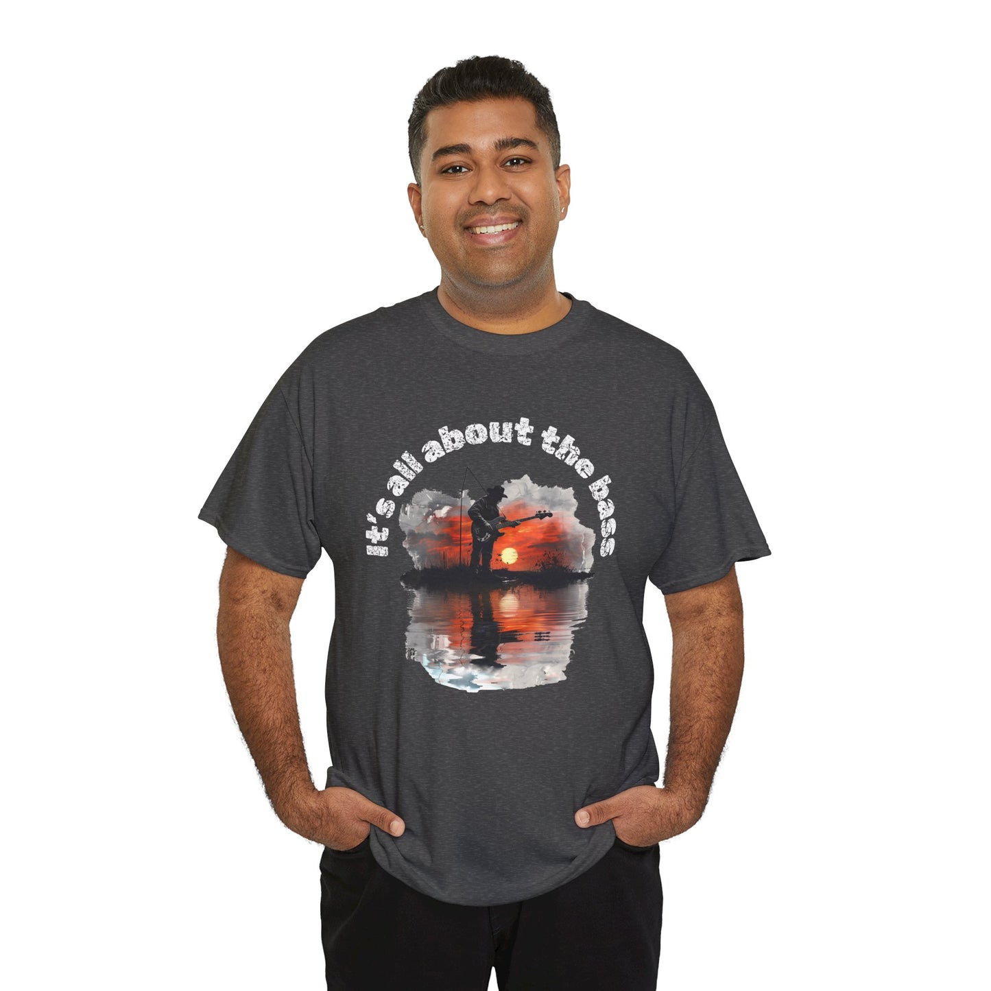 Men’s Bass Guitar and Fishing T-shirt – Father’s Day Gift for Musicians