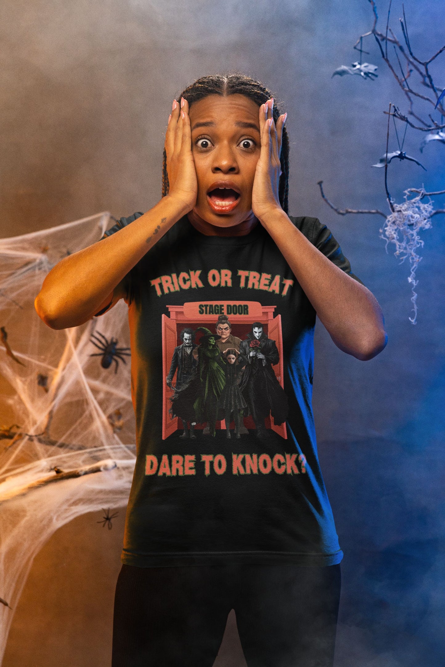 Trick or Treat Men’s T-Shirt – Theatre-Inspired Halloween Design (Unisex Fit)
