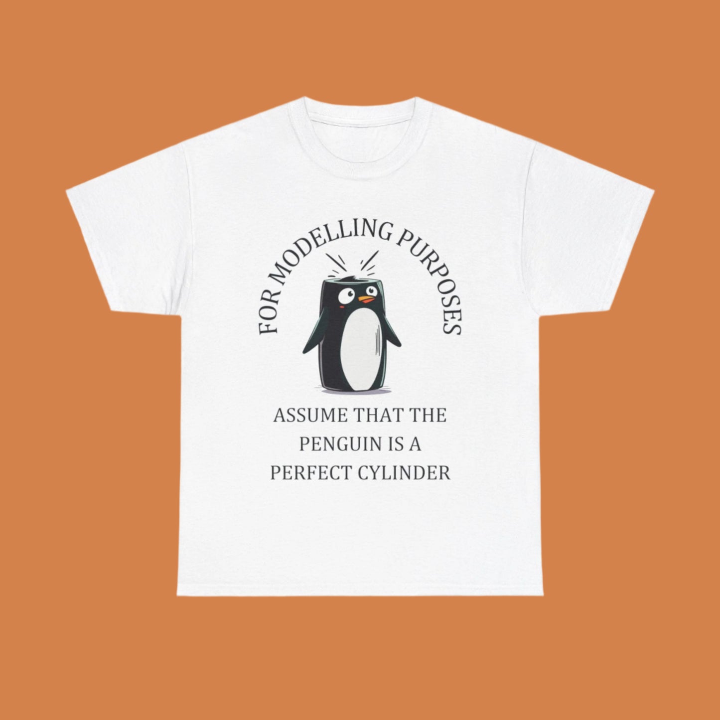 "Perfect Cylinder Penguin" Men's Unisex Maths T-Shirt – Fun & Quirky Design