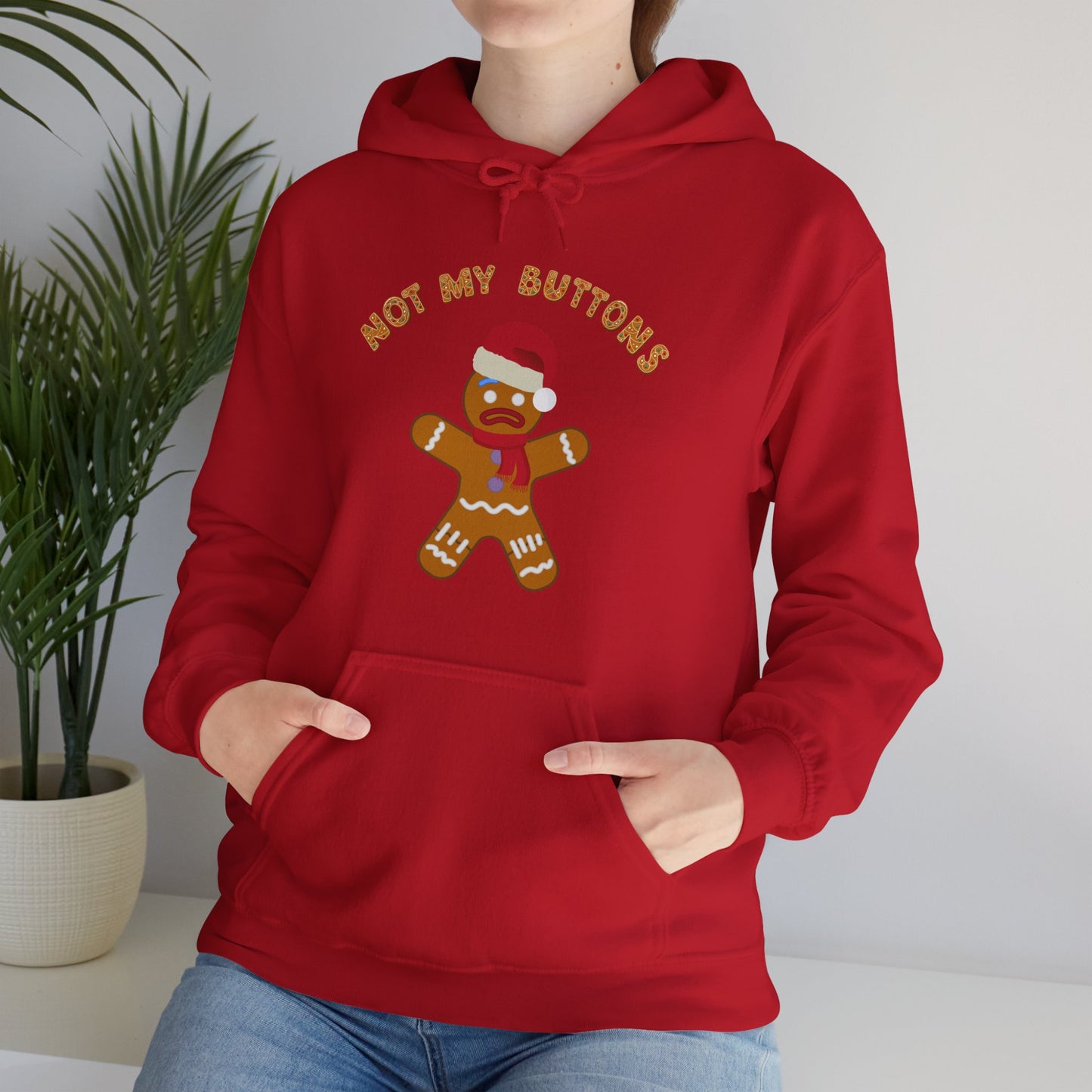 Women's "Not My Buttons!" Gingerbread Man Christmas Hoodie – Unisex Design