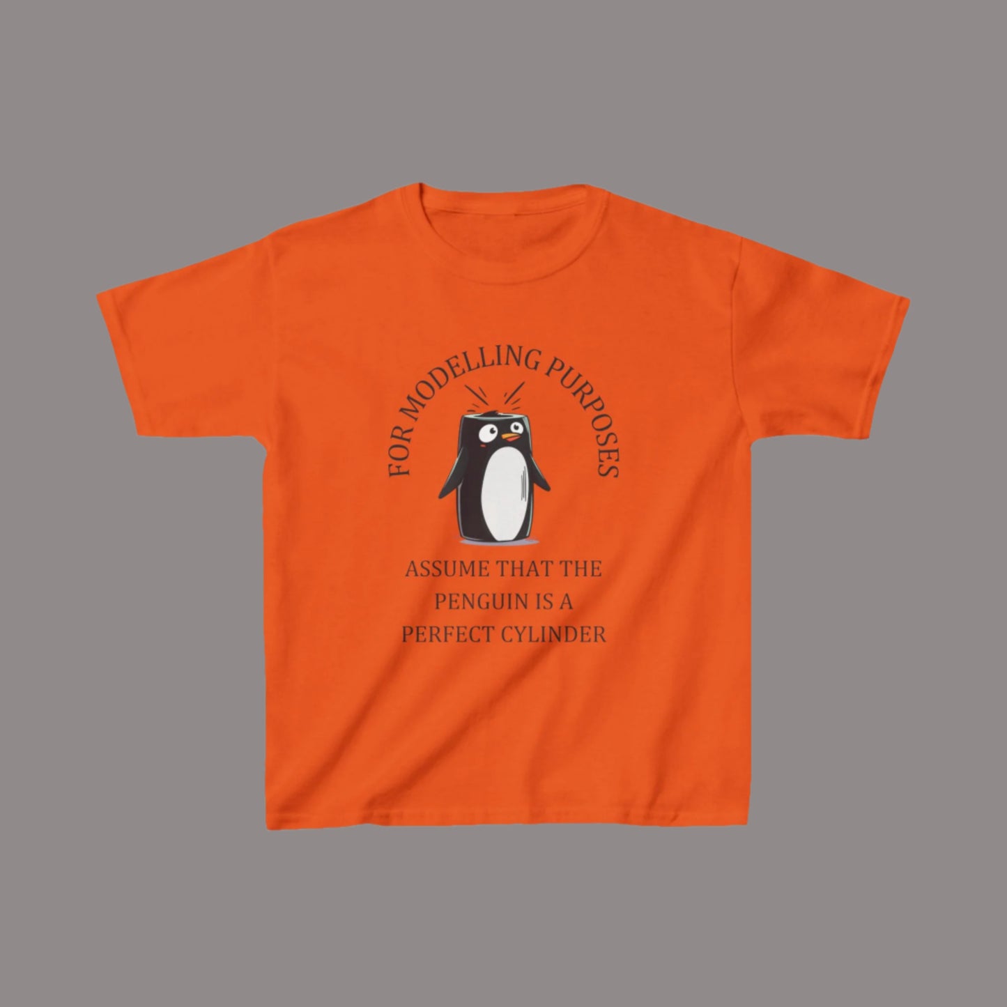 Perfect Cylinder Penguin Kids' T-Shirt – Fun Maths Humour for Boys & Girls
