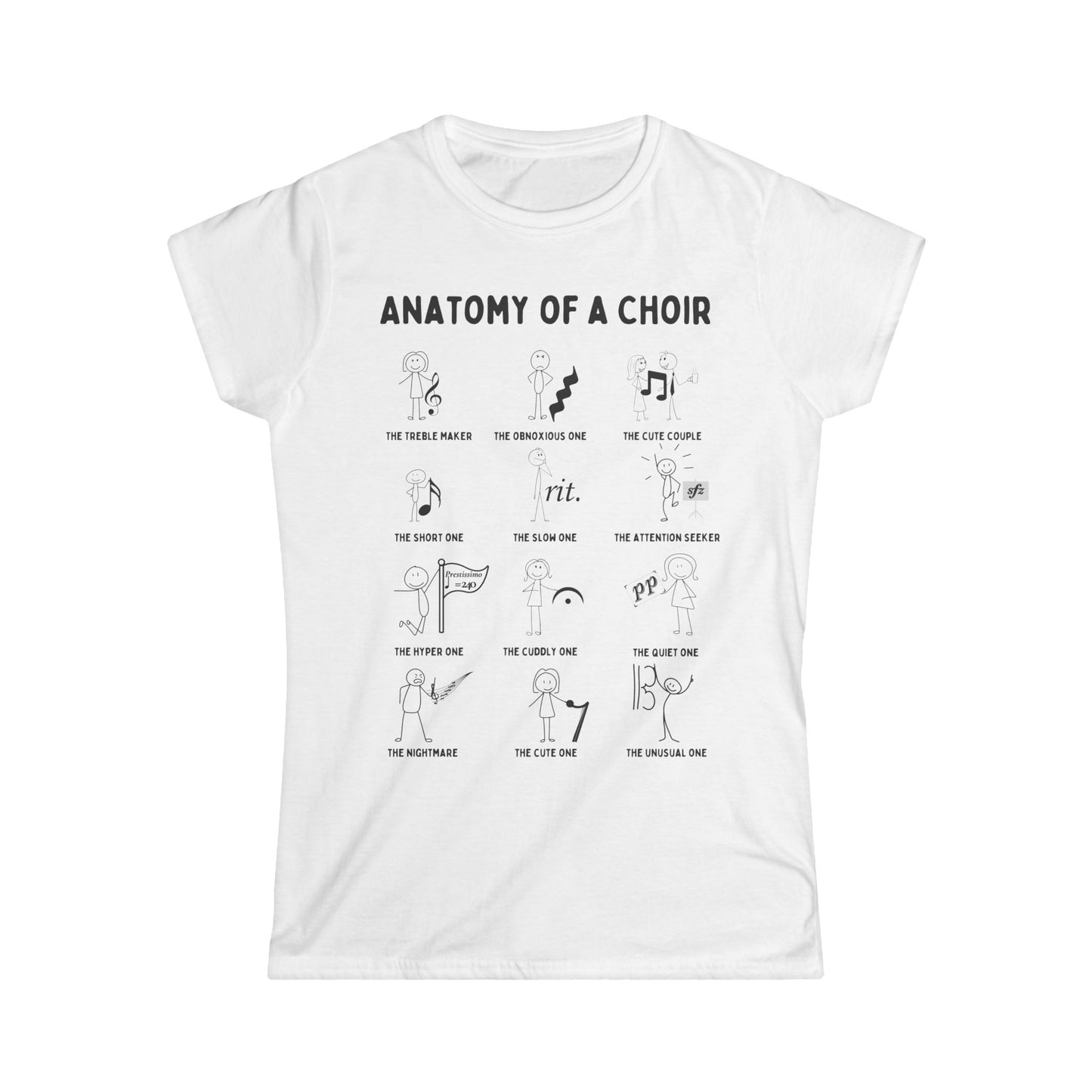 Women's Choir T-Shirt – Funny 'Anatomy of a Choir' Design for Singers & Theatre Fans