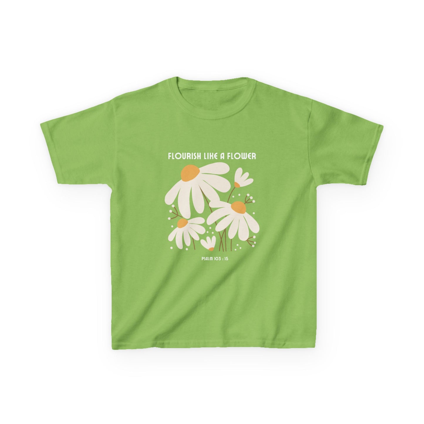 Girls’ Christian T-Shirt – "Flourish Like a Flower" – Bible Verse, Unisex Fit, 100% Cotton
