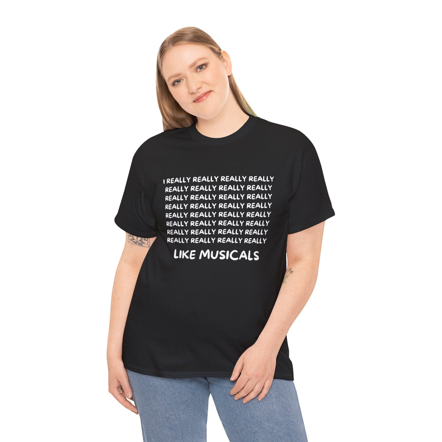 Funny Musical Theatre Men's T-Shirt – “I REALLY REALLY REALLY Like Musicals” – Black, Navy & Sport Grey