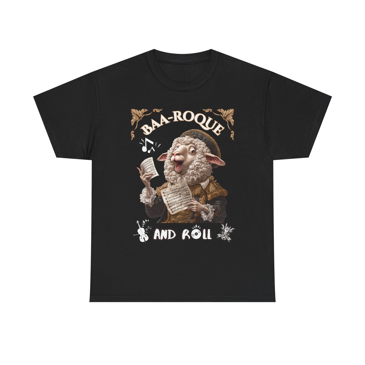 Men’s Baa-Roque and Roll Sheep T-Shirt – Unisex Fit, Music & Theatre Inspired