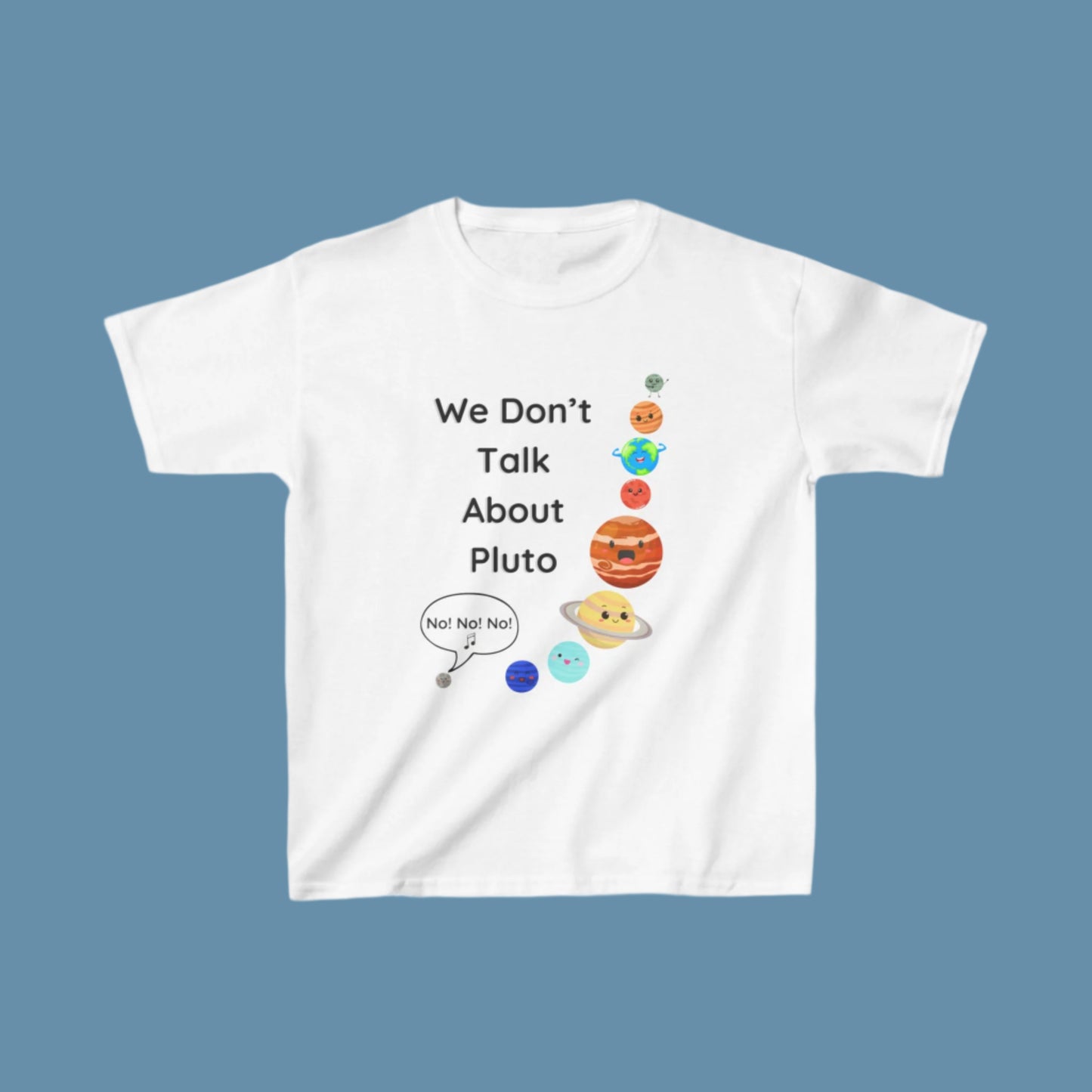 We Don't Care About Pluto Kids' T-Shirt - Fun Solar System Design for STEM Enthusiasts