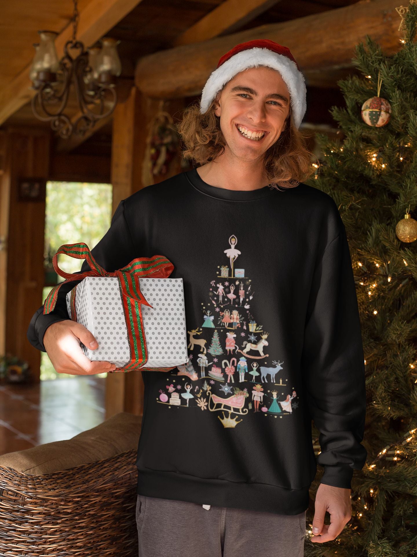 Women's Nutcracker Christmas Tree Sweatshirt – Festive Ballet Charm with Unisex Design