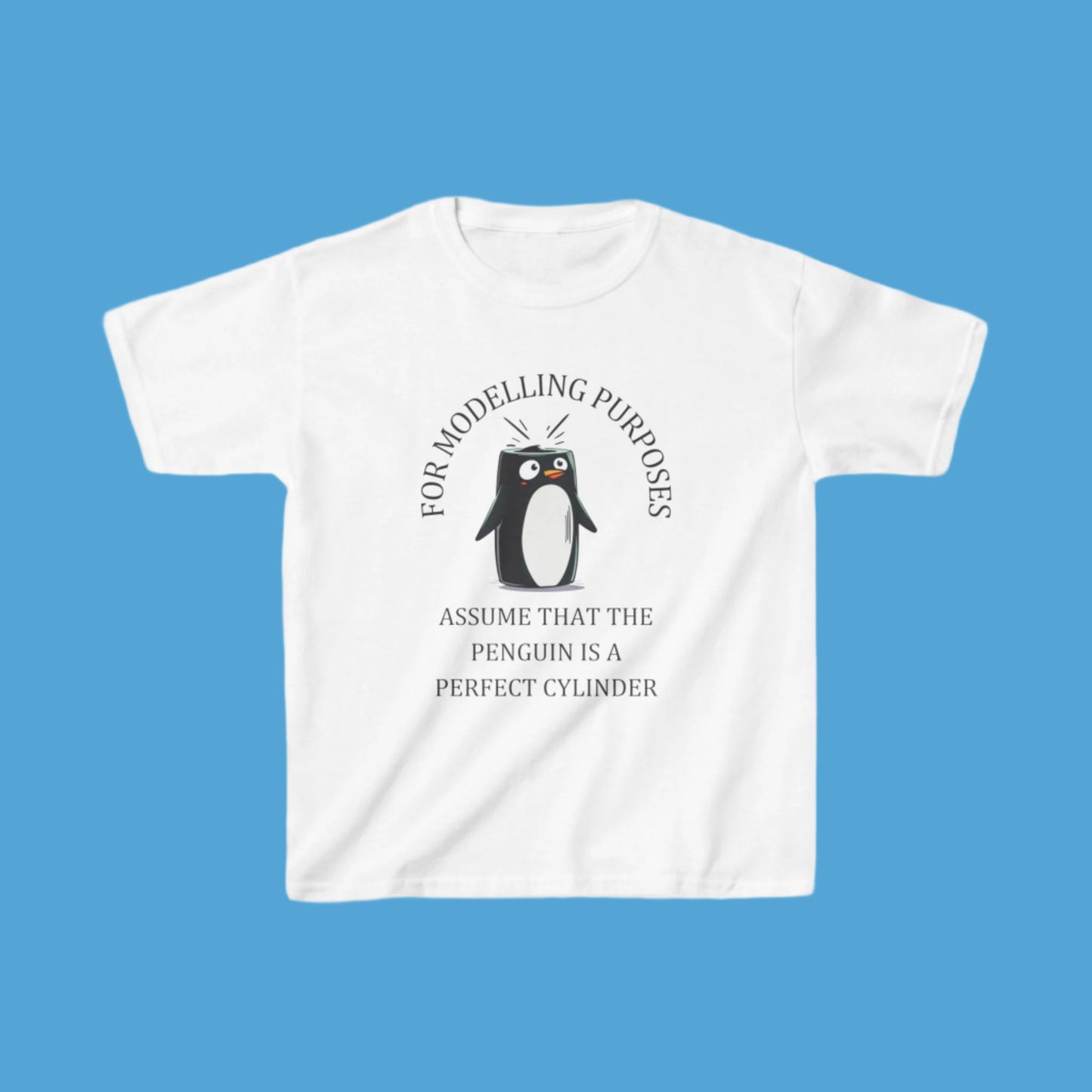Perfect Cylinder Penguin Kids' T-Shirt – Fun Maths Humour for Boys & Girls