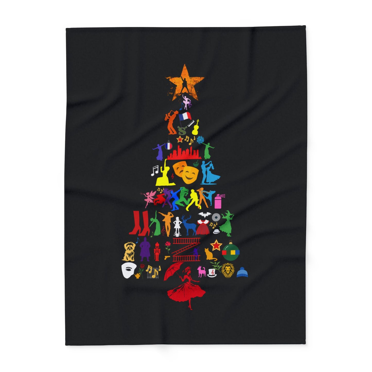 Musical Theatre Tree Fleece Blanket – Festive & Cosy Christmas Theatre-Inspired Design