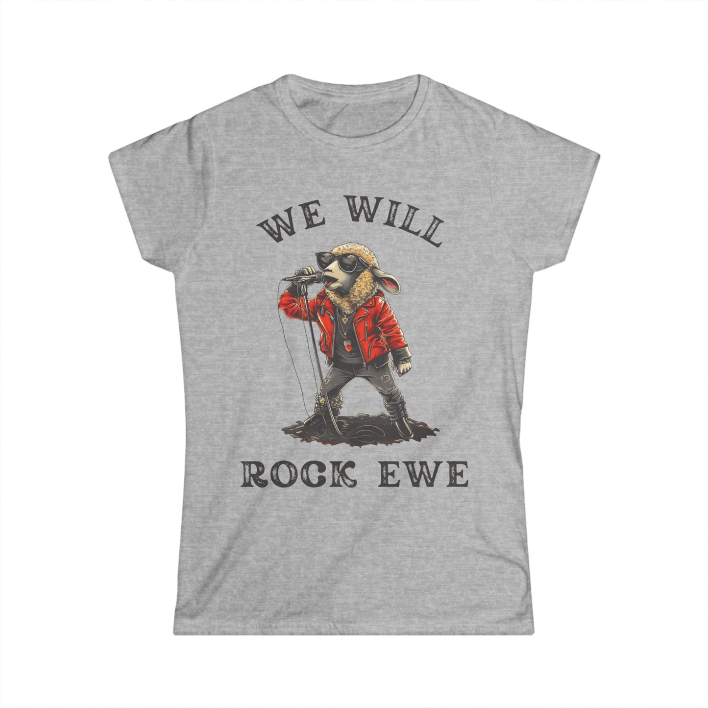 Women’s “We Will Rock Ewe” Softstyle T-Shirt – Fun Rock ‘n’ Roll Design