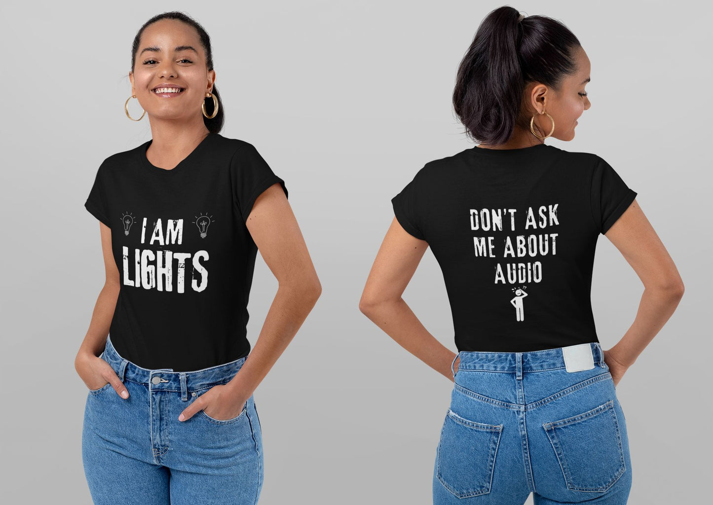 I Am Lights Funny Theatre Tech Crew T-Shirt for Women – Fitted Lighting Tech Humour