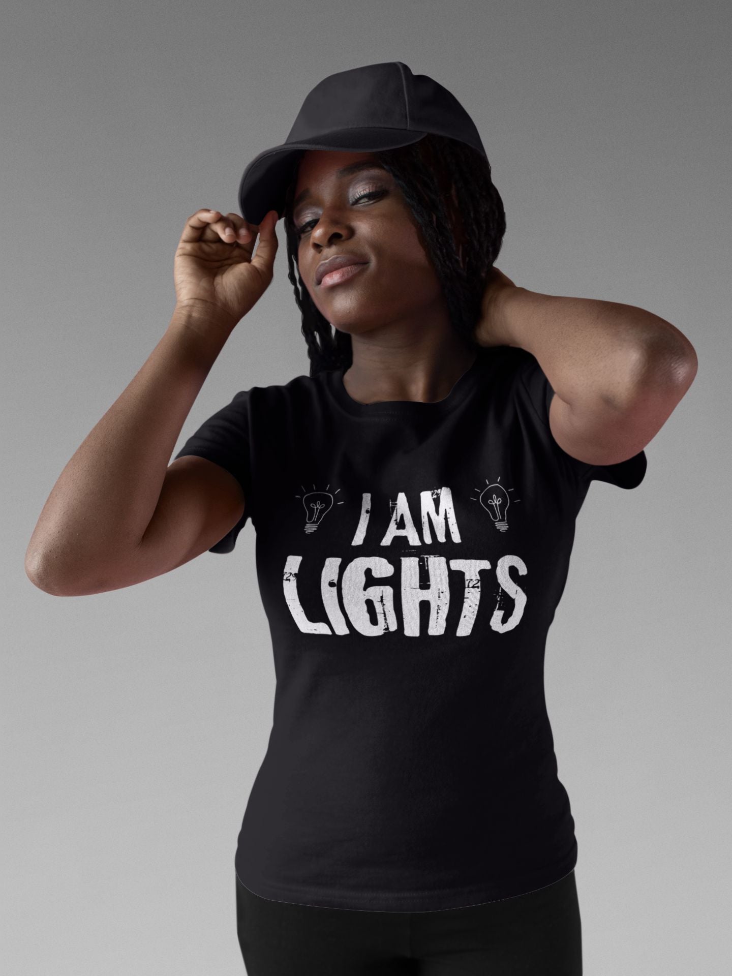 I Am Lights Funny Theatre Tech Crew T-Shirt for Women – Fitted Lighting Tech Humour