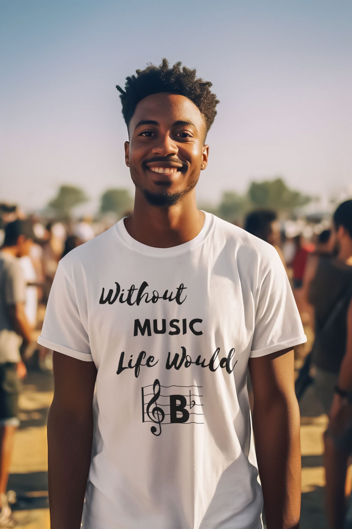 "Without Music, Life Would B♭" Men's- Unisex T-Shirt