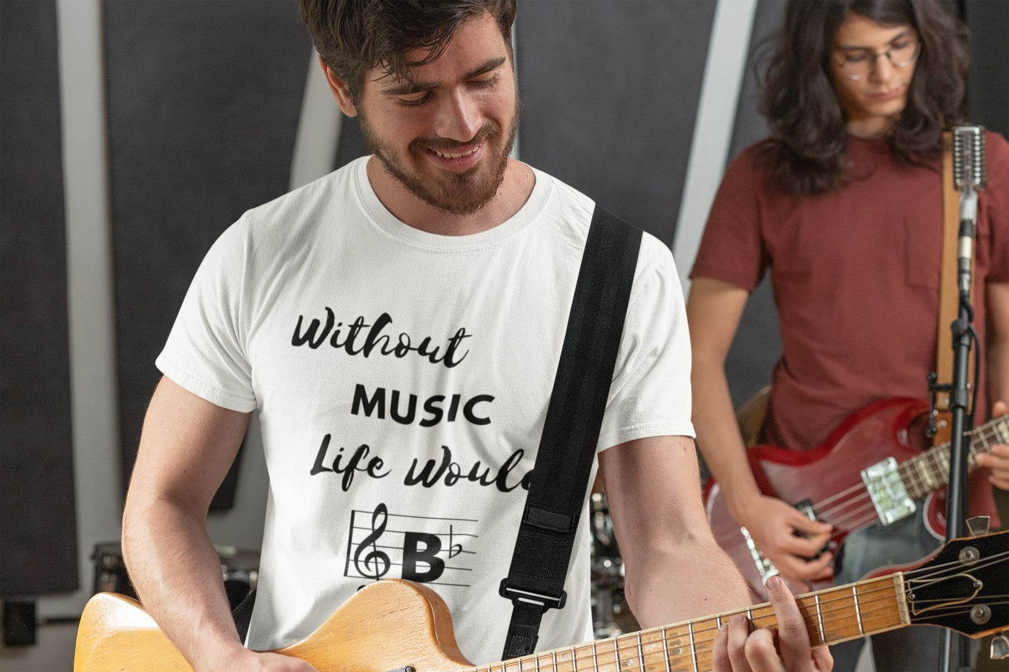 "Without Music, Life Would B♭" Men's- Unisex T-Shirt