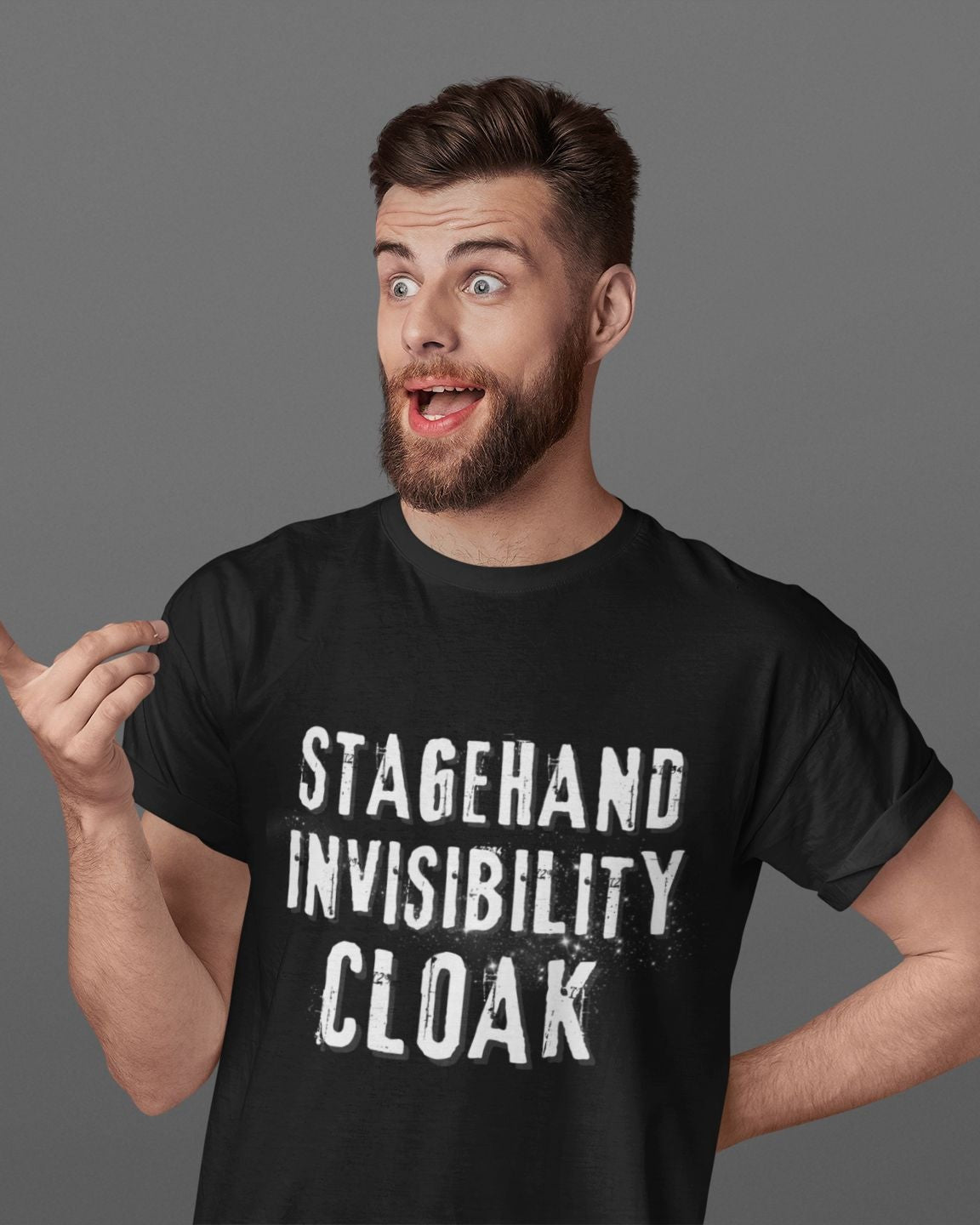 Stagehand Invisibility Cloak T-Shirt Inspired by the Unsung Heroes of Theatre.
