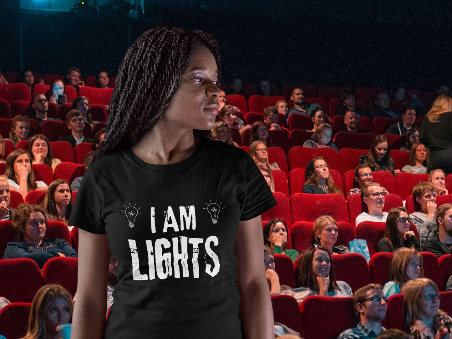 I Am Lights Funny Theatre Tech Crew T-Shirt for Women – Fitted Lighting Tech Humour