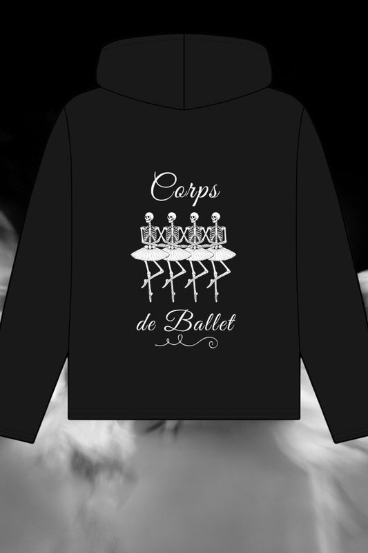 Women’s Organic Relaxed Fit Hoodie – Corps de Ballet Skeleton Back