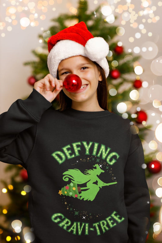 Defying Gravi-Tree Kids Christmas Sweatshirt – The Ultimate Festive Jumper for Theatre Kids