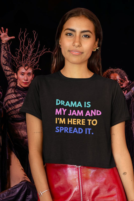 Women’s Organic Cotton “Drama Is My Jam” Cropped T-Shirt (Black)
