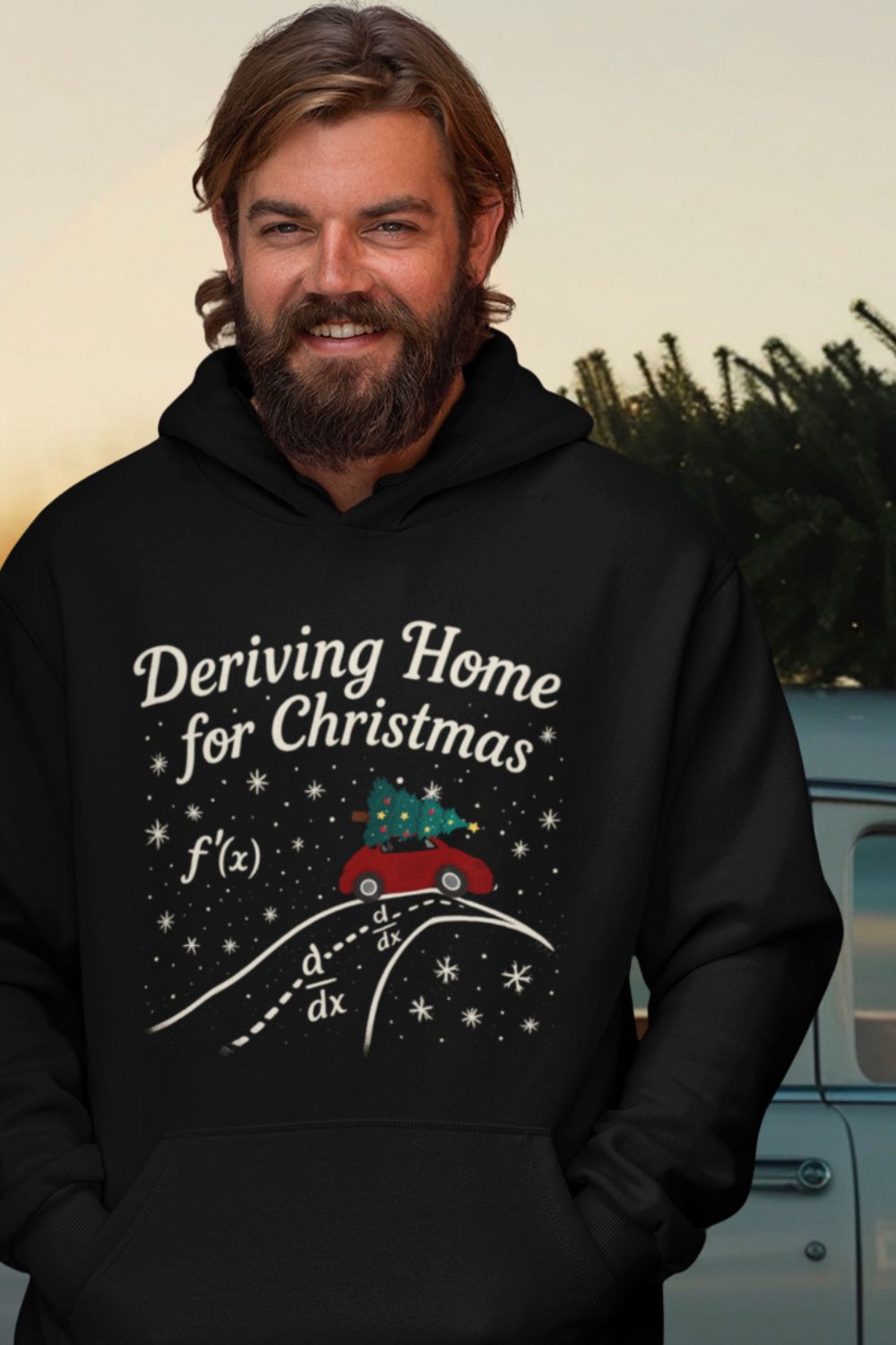 Deriving Home for Christmas Hoodie – Funny Maths Pun Hoodie for STEM, Calculus & Teachers (Unisex Christmas Hoodie)