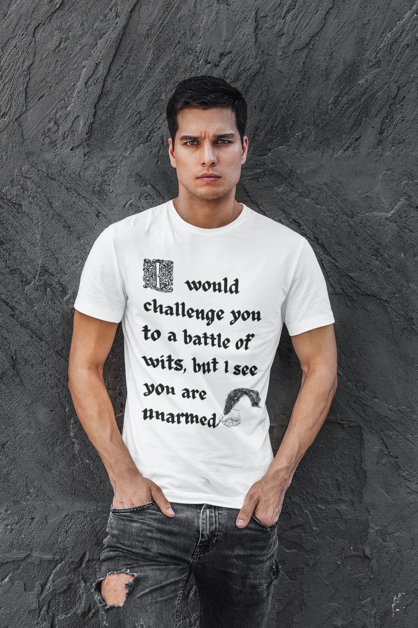 Battle of Wits Shakespearean-Inspired T-Shirt for Men: Unisex Design to Unleash Your Dry Humour
