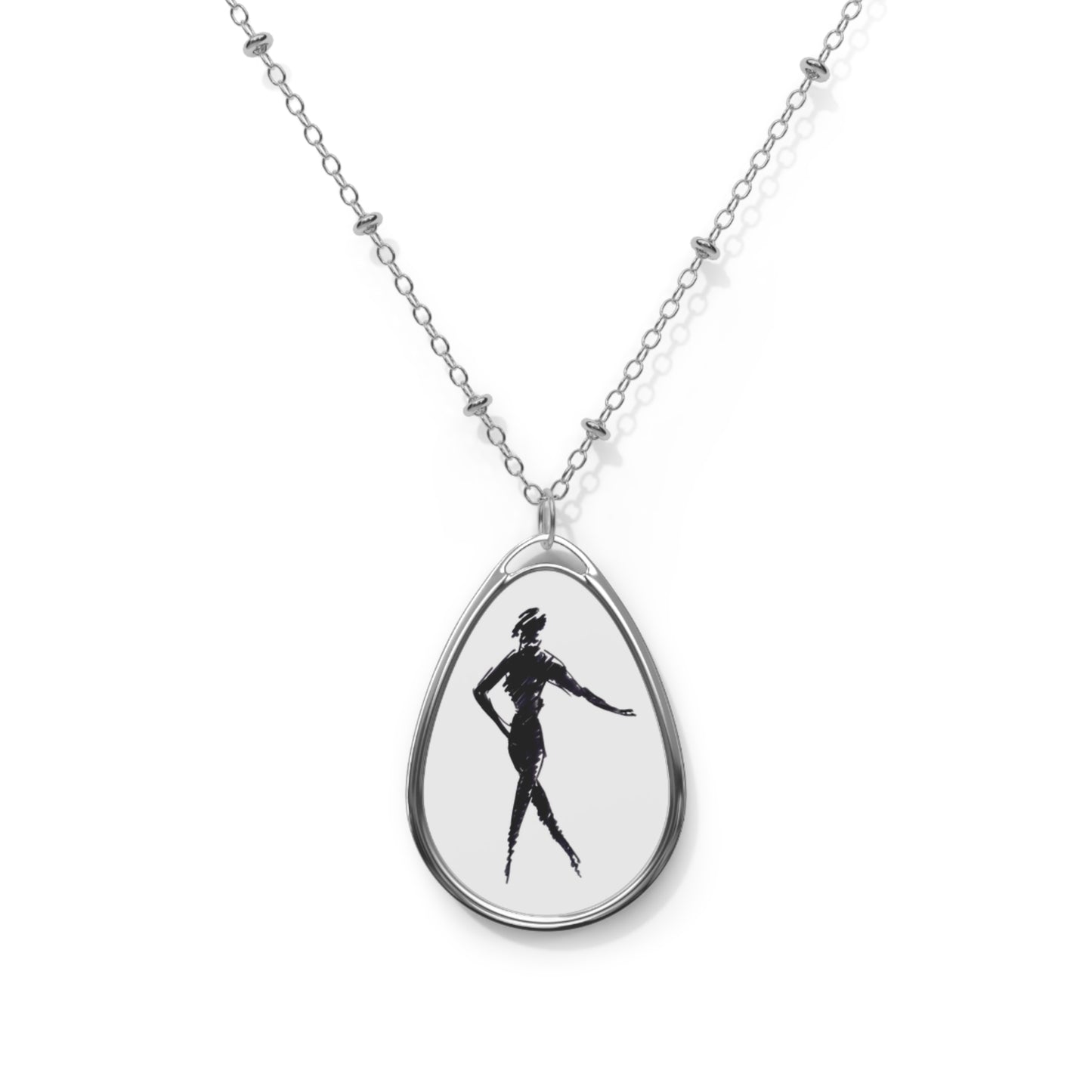 Elegant Ballet Dancer Oval Necklace – Phil Clark Sketch | Brecon Festival Ballet Charity Gift