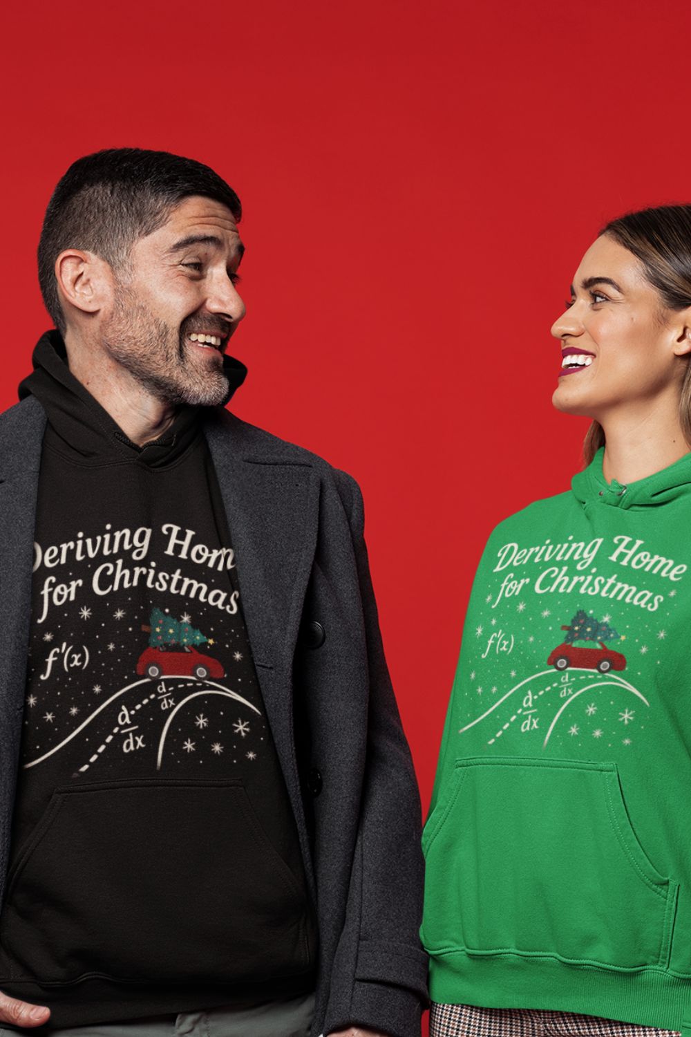Deriving Home for Christmas Hoodie – Funny Maths Pun Hoodie for STEM, Calculus & Teachers (Unisex Christmas Hoodie)