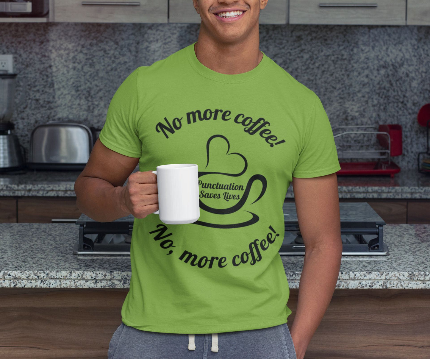 "No More Coffee" – Men's T-Shirt (Unisex Fit) for Grammar & Coffee Lovers