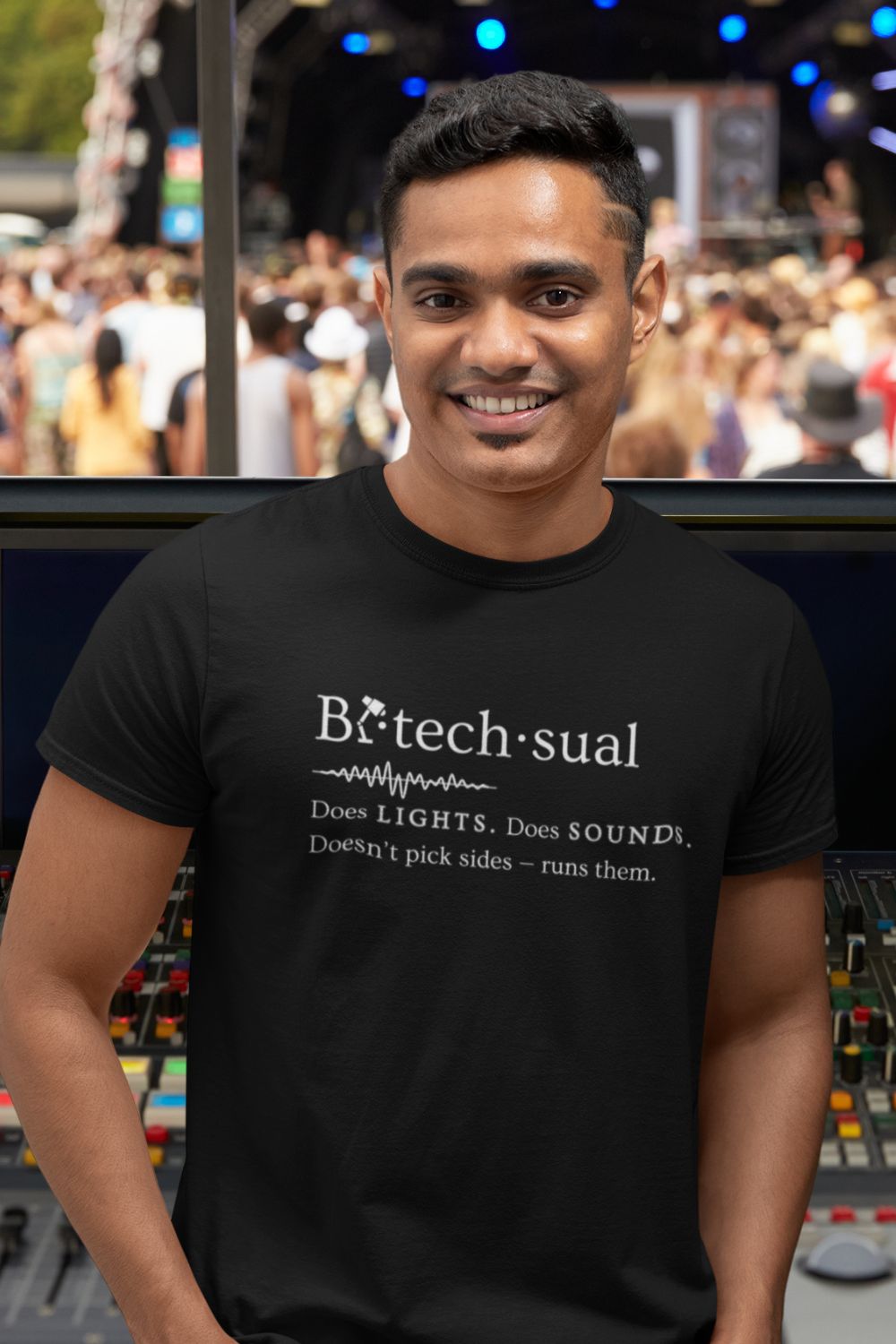 Men’s Bi-techsual T-Shirt (Unisex Fit) – Does Lights. Does Sound.