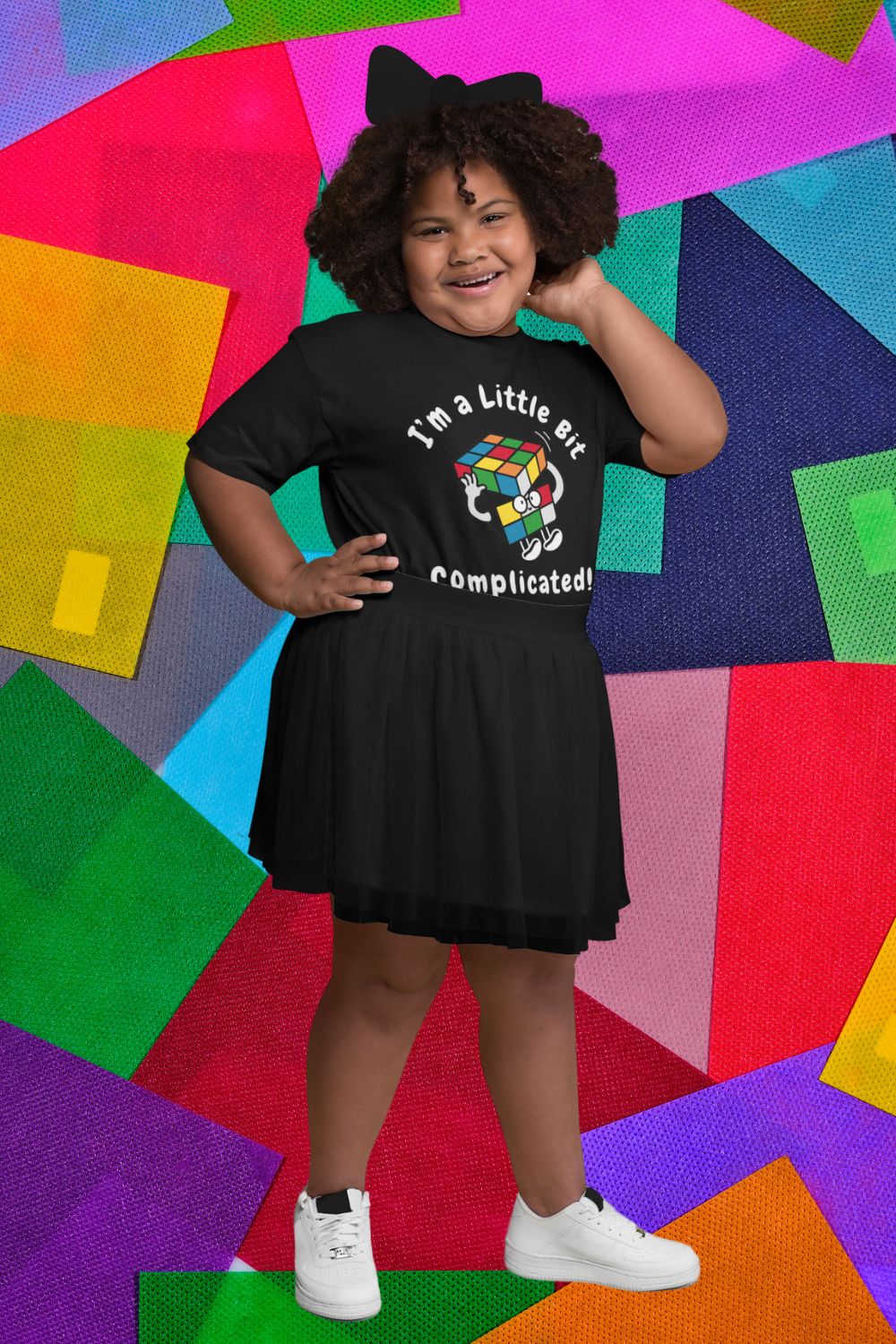 Kids’ “I’m a Little Bit… Complicated” T-Shirt – Problem Solver Design | Unisex Fit | Black, White, Red, Royal Blue