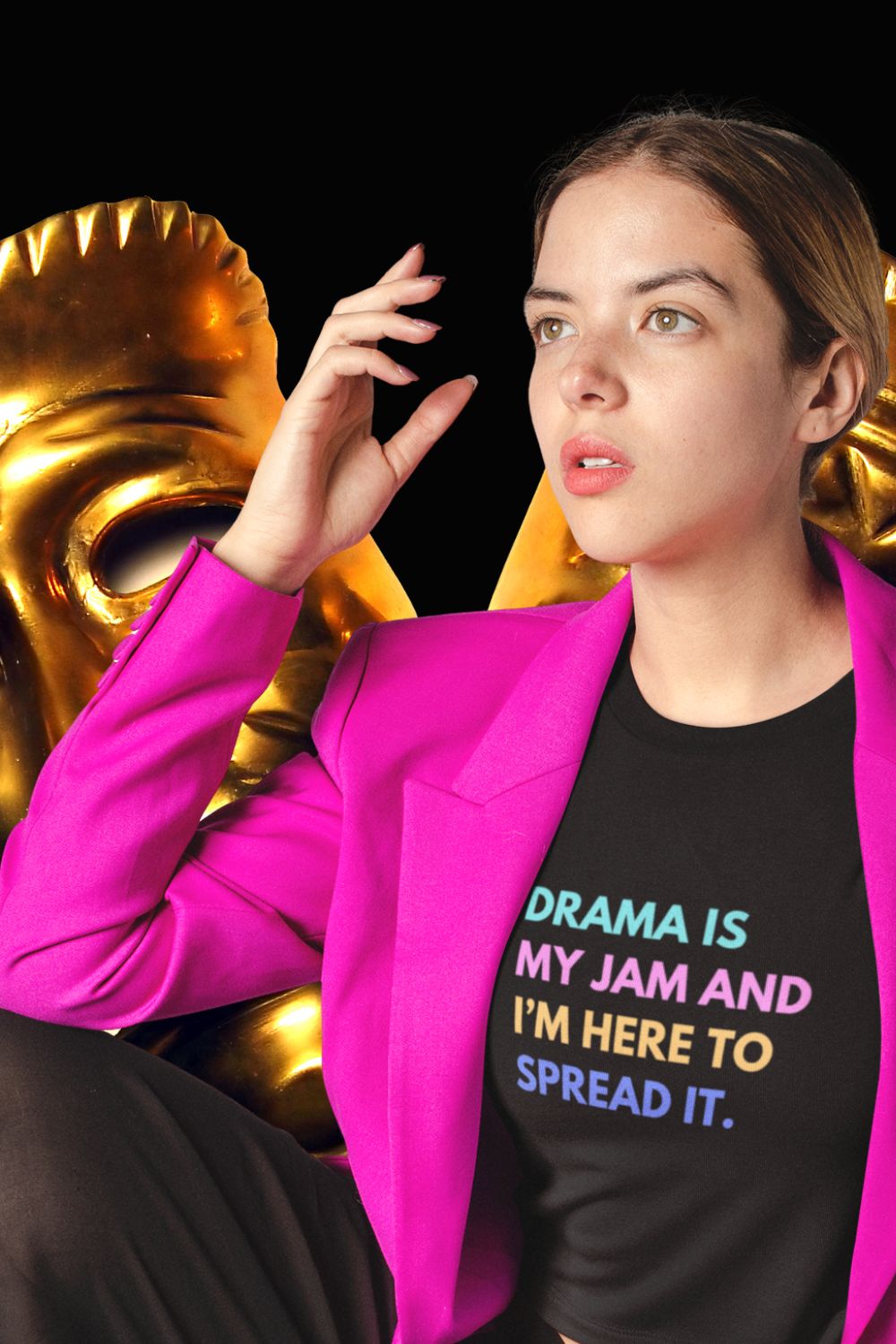 Women’s Organic Cotton “Drama Is My Jam” Cropped T-Shirt (Black)