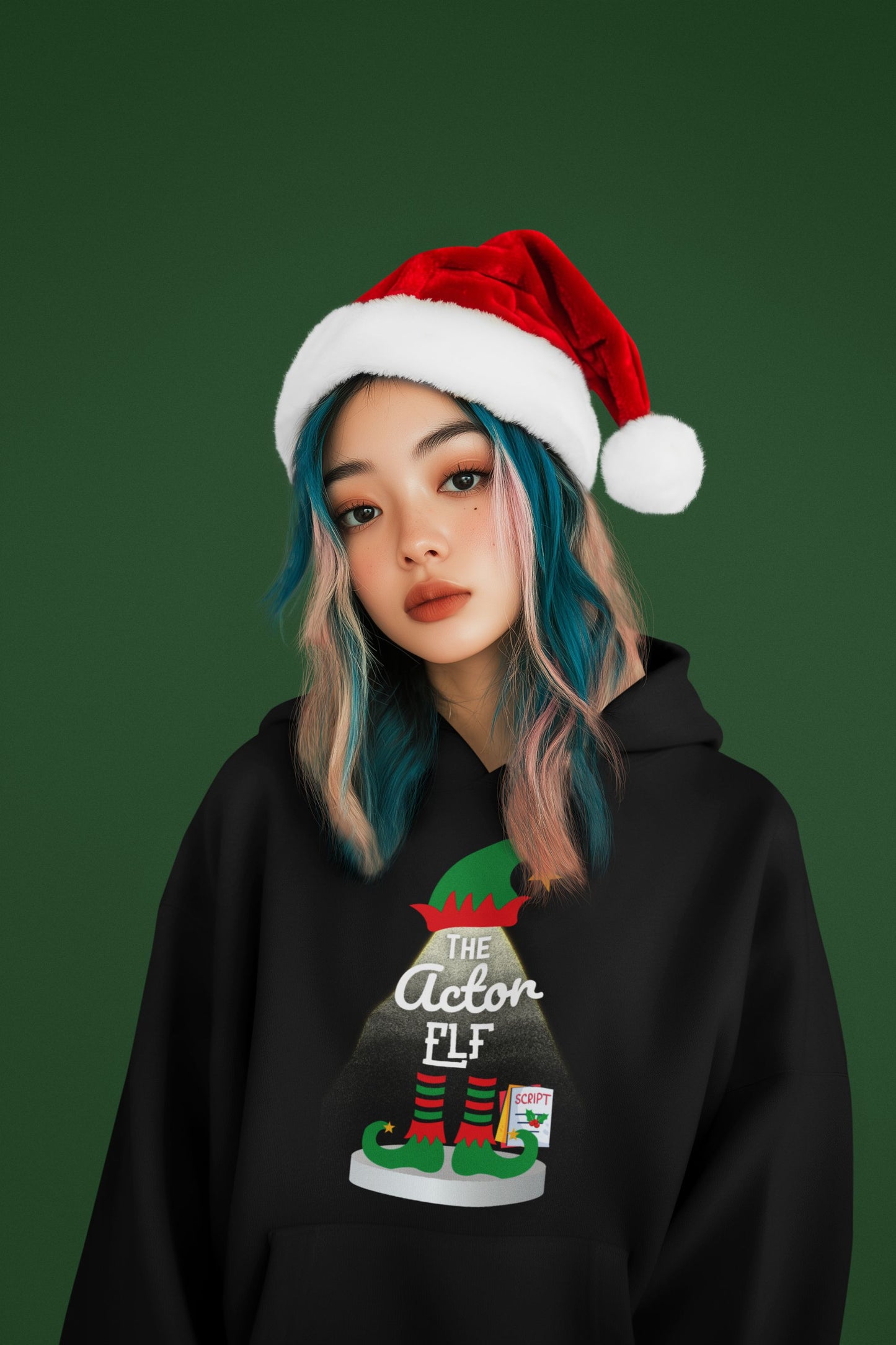 The Actor Elf Ladies' Christmas Hoodie – Festive Cosy Style for Performers
